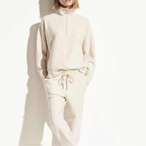 Cream Vince Cozy Soft Half Zip Pullover Sweatshirt Sweater [Small]